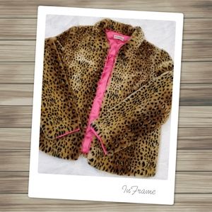 3 Sisters Leopard Faux Fur Hot Pink Jacket
